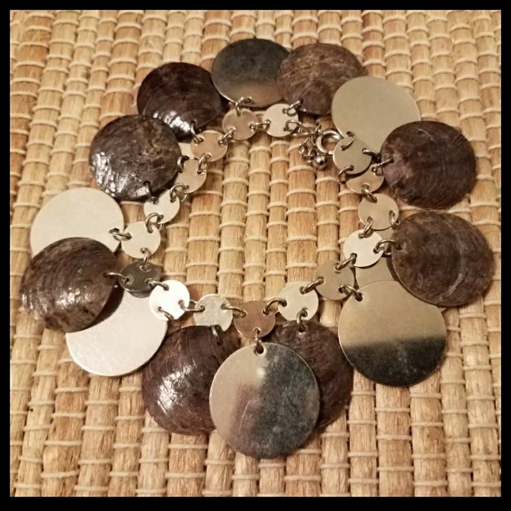 2/$30 Pretty Shell & Silver Tone Dangle Bracelet